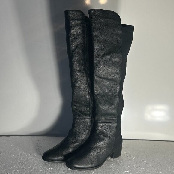 Lane Bryant SZ 7W  Letizia Black leather above knee boot Timeless Edgy Essential - Picture 2 of 10